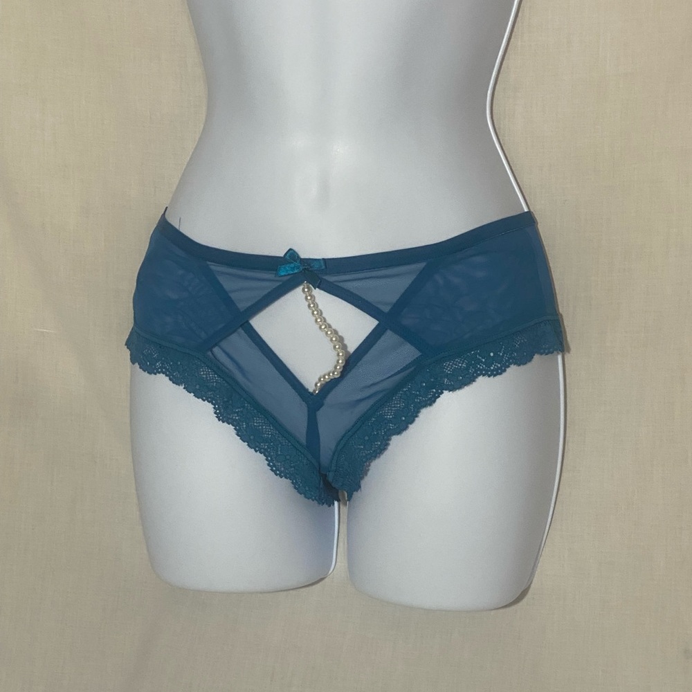 COPY - Victoria’s Secret Very Sexy Shear Teal With Pearl Embellishments Cheeky …